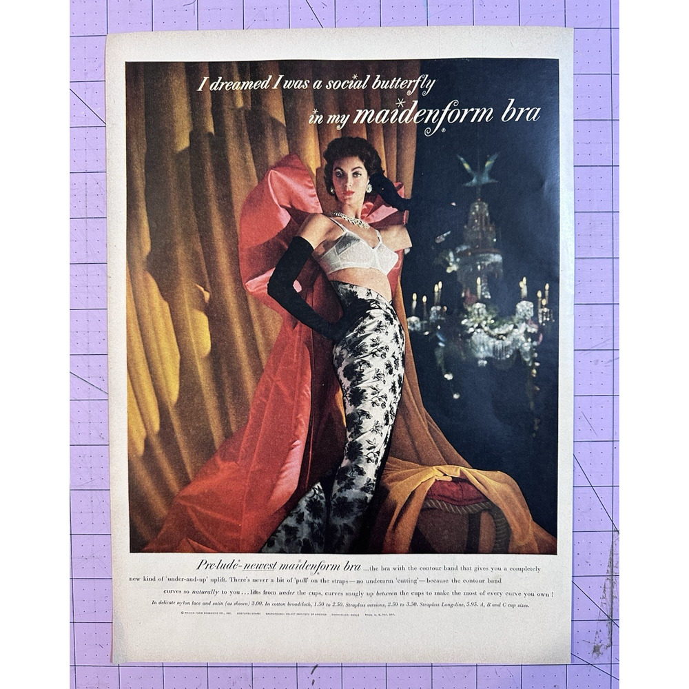1955 VTG Orig Magazine Ad MAIDENFORM Bra I Dreamed I Was A Social Butterfly